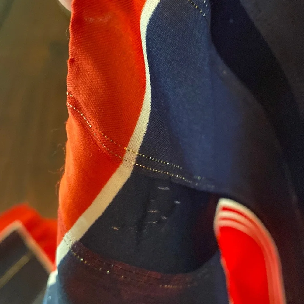 Vintage Marc Aurel Roma red white blue square 31.5 x 31.5 metallic thread scarf